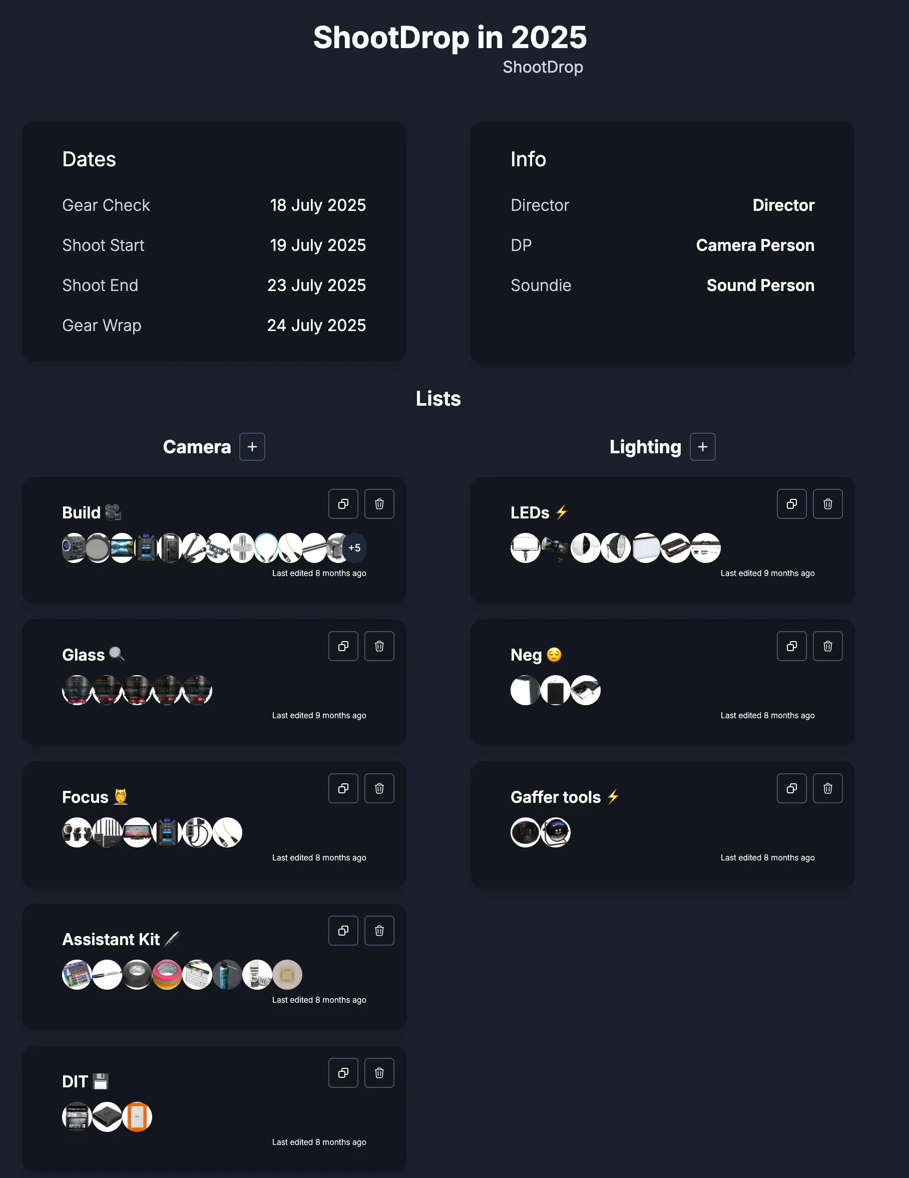 A "drop" which is a list of lists